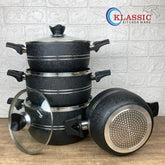 Klassic Premuim Heavy Gauge Non Stick Induction Base Casserole/ Cooking Pots Handi Set